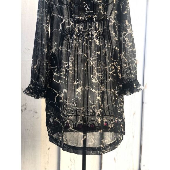 NWT Lucky‎ Brand Sheer Marble-Print Ruffle Dress Size S - Picture 3 of 6